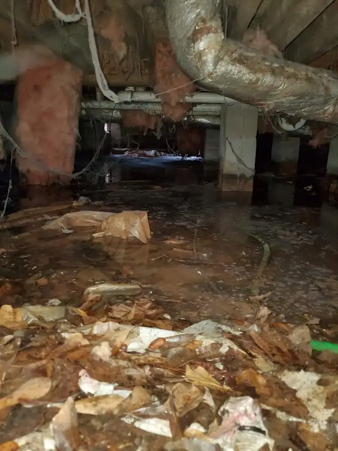 Crawl space flood assessment for Commercial Water Damage Restoration in Turner